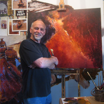 Hyatt Moore in his painting studio